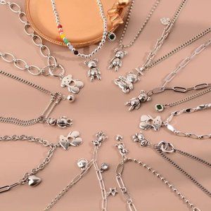 Zara Cute Naked Spanish Bear Charm Chain Necklace Coin Love Pendant